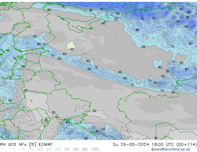 RH 925 hPa ECMWF Su 26.05.2024 18 UTC