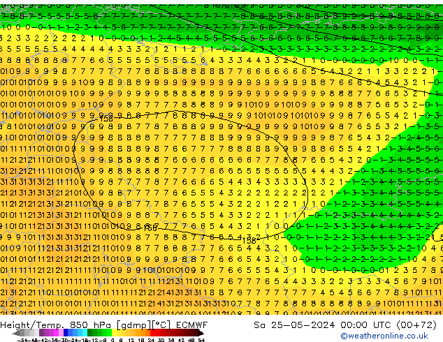 Z500/Regen(+SLP)/Z850 ECMWF za 25.05.2024 00 UTC