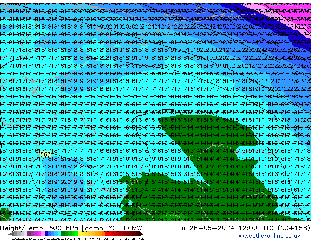 Z500/Yağmur (+YB)/Z850 ECMWF Sa 28.05.2024 12 UTC