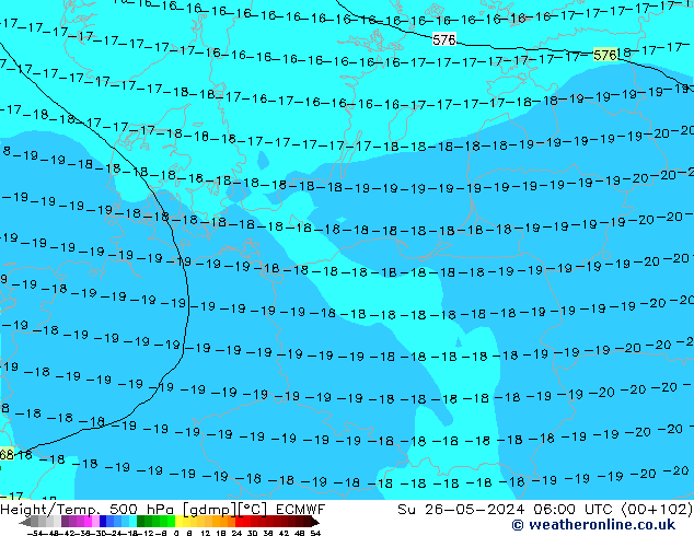 Z500/Rain (+SLP)/Z850 ECMWF Su 26.05.2024 06 UTC