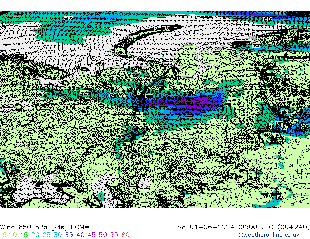 Wind 850 hPa ECMWF Sa 01.06.2024 00 UTC