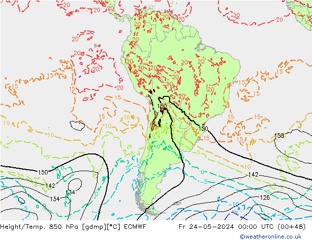 Z500/Rain (+SLP)/Z850 ECMWF vie 24.05.2024 00 UTC
