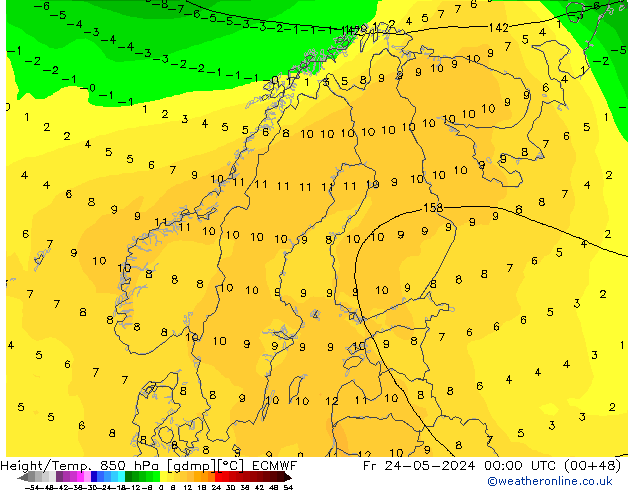 Z500/Rain (+SLP)/Z850 ECMWF ven 24.05.2024 00 UTC