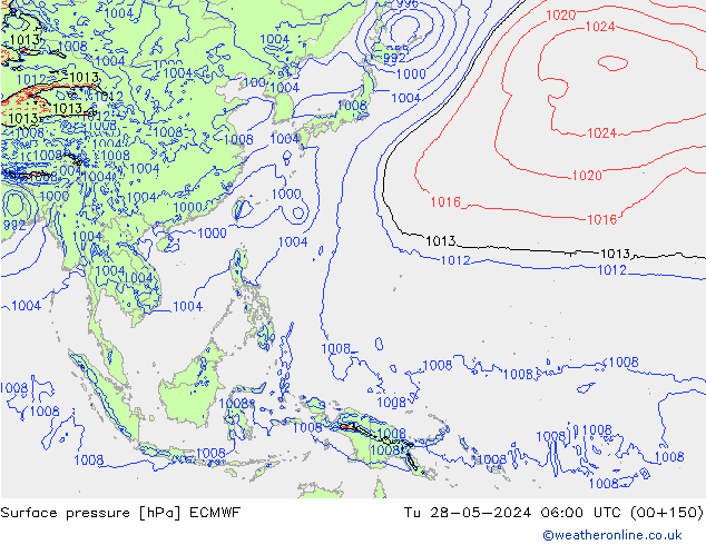 приземное давление ECMWF вт 28.05.2024 06 UTC