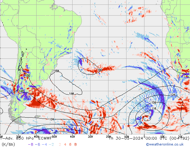 T-Adv. 850 hPa ECMWF Per 30.05.2024 00 UTC