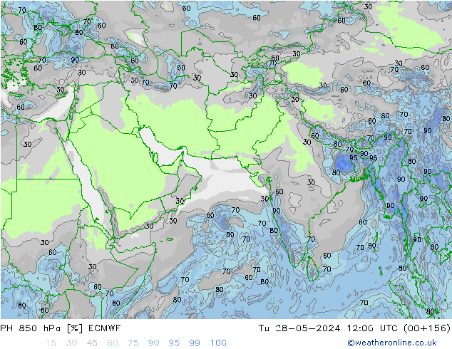 850 hPa Nispi Nem ECMWF Sa 28.05.2024 12 UTC