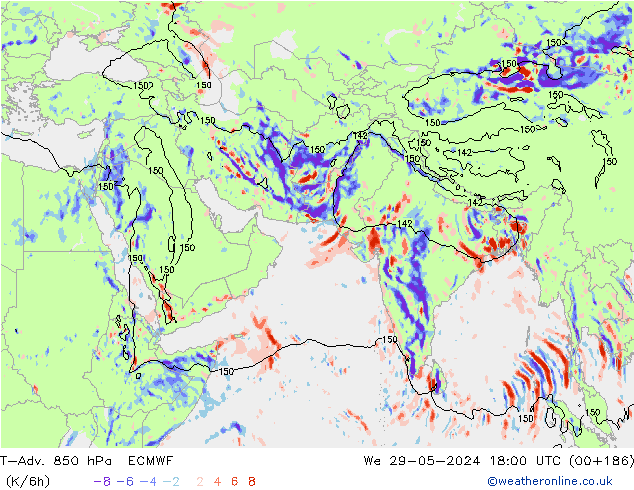 T-Adv. 850 hPa ECMWF We 29.05.2024 18 UTC