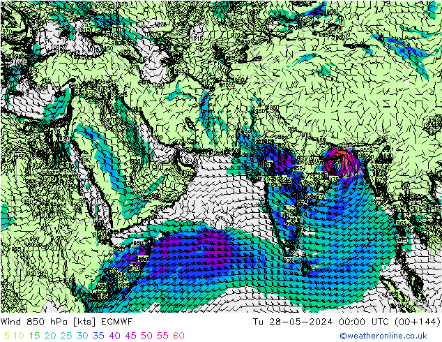 Rüzgar 850 hPa ECMWF Sa 28.05.2024 00 UTC