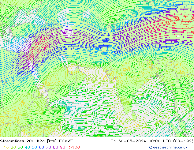 ветер 200 гПа ECMWF чт 30.05.2024 00 UTC