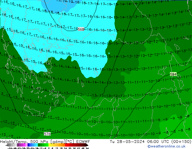 Z500/Rain (+SLP)/Z850 ECMWF Di 28.05.2024 06 UTC