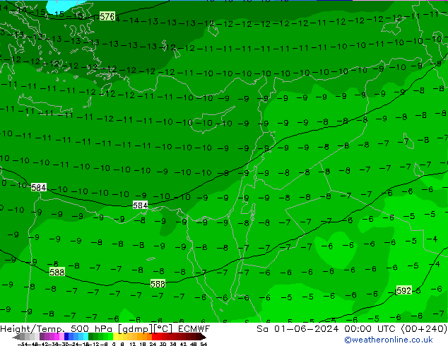 Géop./Temp. 500 hPa ECMWF sam 01.06.2024 00 UTC