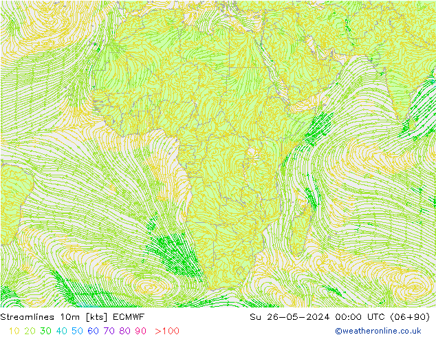ветер 10m ECMWF Вс 26.05.2024 00 UTC