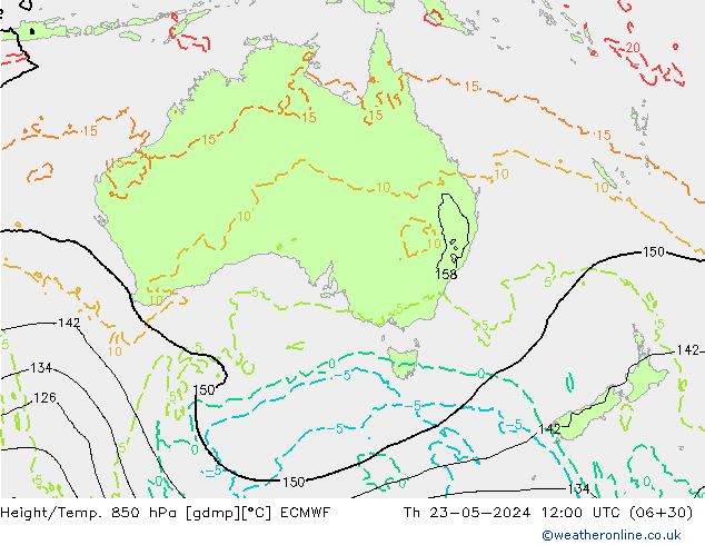 Z500/Yağmur (+YB)/Z850 ECMWF Per 23.05.2024 12 UTC