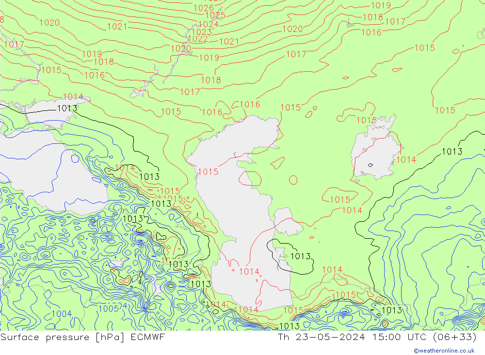 Surface pressure ECMWF Th 23.05.2024 15 UTC