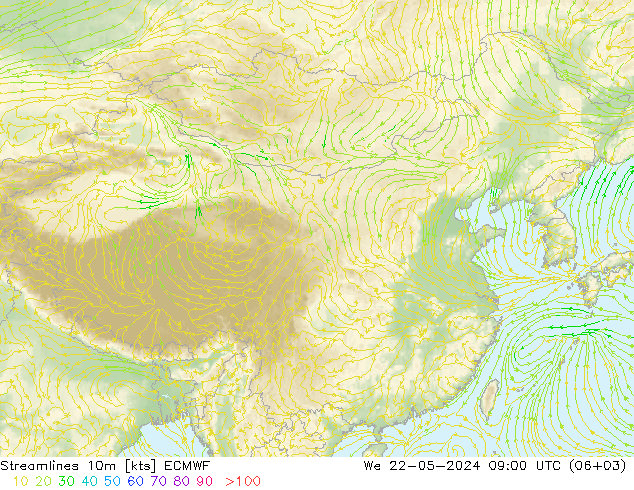 风 10m ECMWF 星期三 22.05.2024 09 UTC