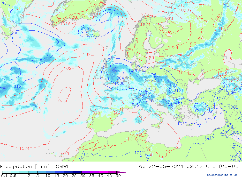 Niederschlag ECMWF Mi 22.05.2024 12 UTC