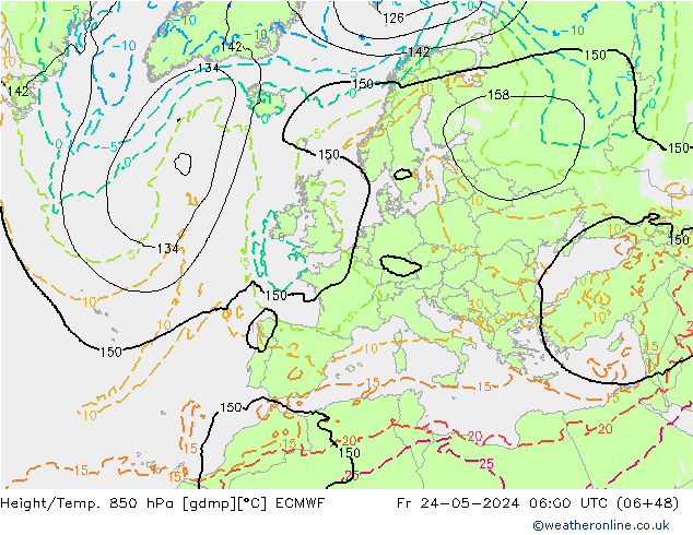 Height/Temp. 850 hPa ECMWF ven 24.05.2024 06 UTC