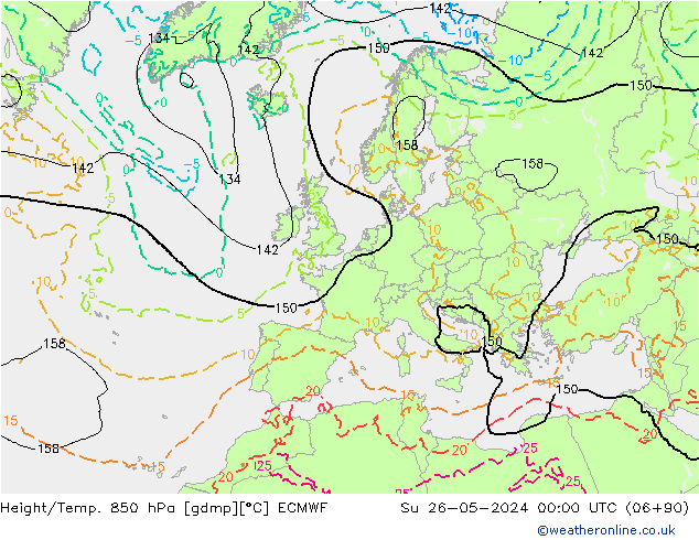 Height/Temp. 850 hPa ECMWF Su 26.05.2024 00 UTC