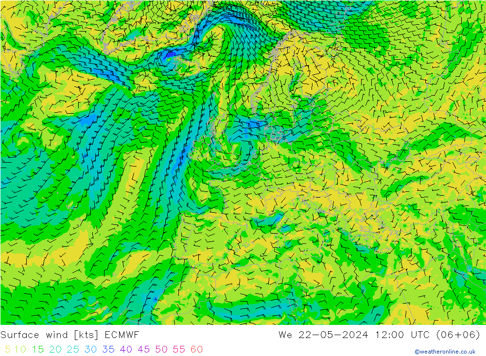 Surface wind ECMWF St 22.05.2024 12 UTC