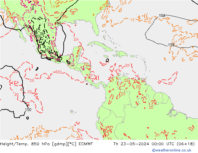 Z500/Rain (+SLP)/Z850 ECMWF czw. 23.05.2024 00 UTC
