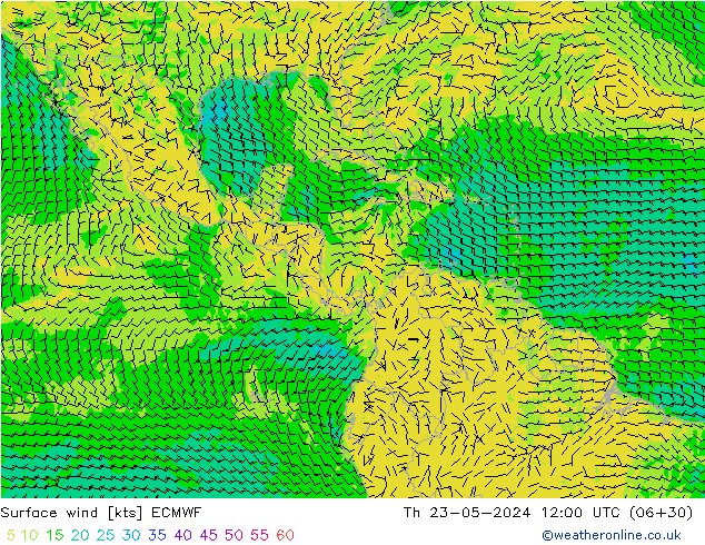 Rüzgar 10 m ECMWF Per 23.05.2024 12 UTC