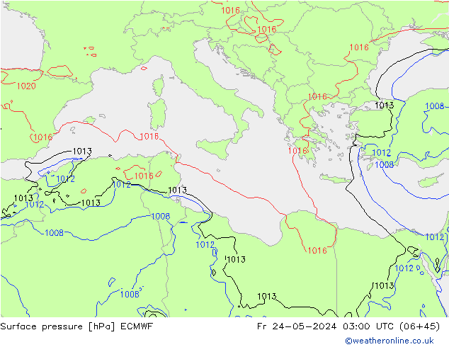 приземное давление ECMWF пт 24.05.2024 03 UTC