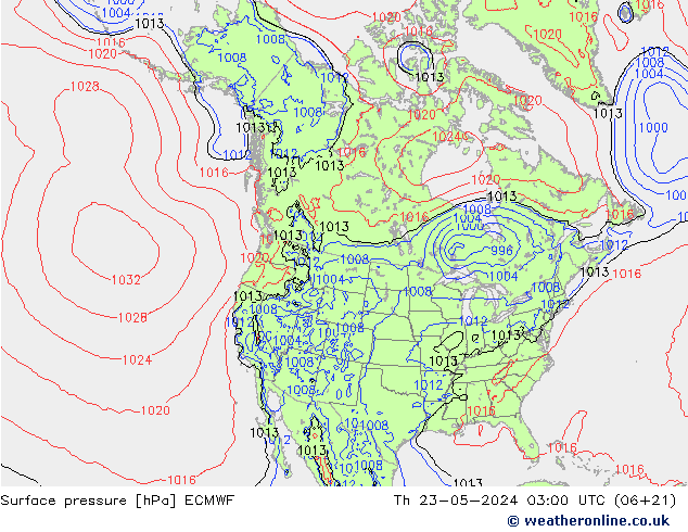 pression de l'air ECMWF jeu 23.05.2024 03 UTC