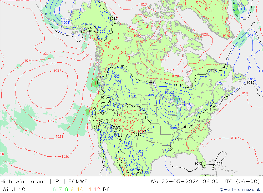 High wind areas ECMWF St 22.05.2024 06 UTC