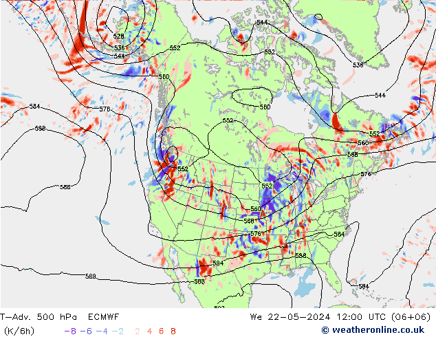 T-Adv. 500 hPa ECMWF 星期三 22.05.2024 12 UTC