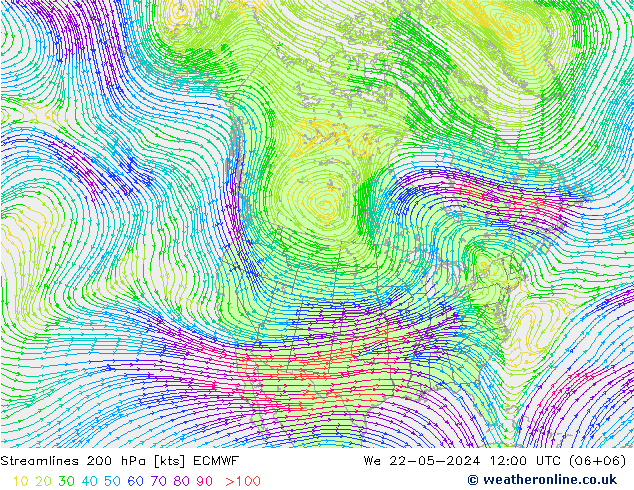 风 200 hPa ECMWF 星期三 22.05.2024 12 UTC