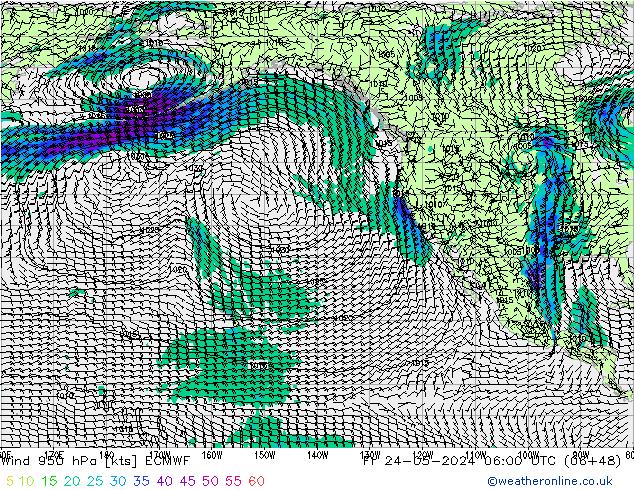 Yağış 6sa/Rüz. 10m/950 ECMWF Cu 24.05.2024 06 UTC