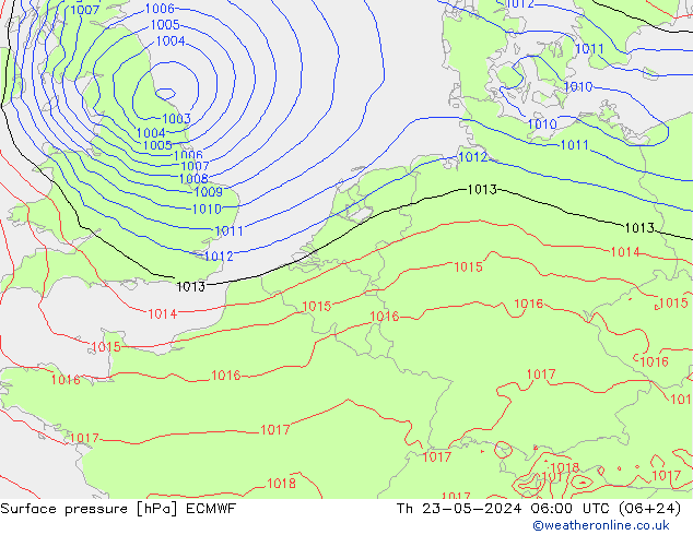 地面气压 ECMWF 星期四 23.05.2024 06 UTC