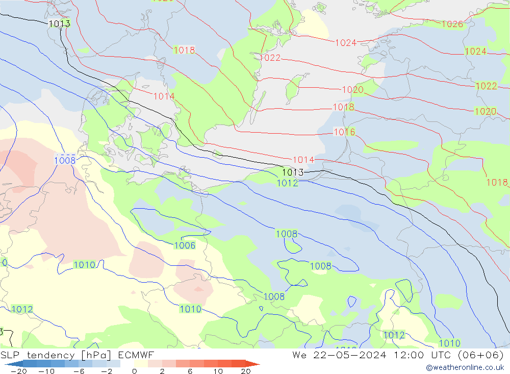 Drucktendenz ECMWF Mi 22.05.2024 12 UTC