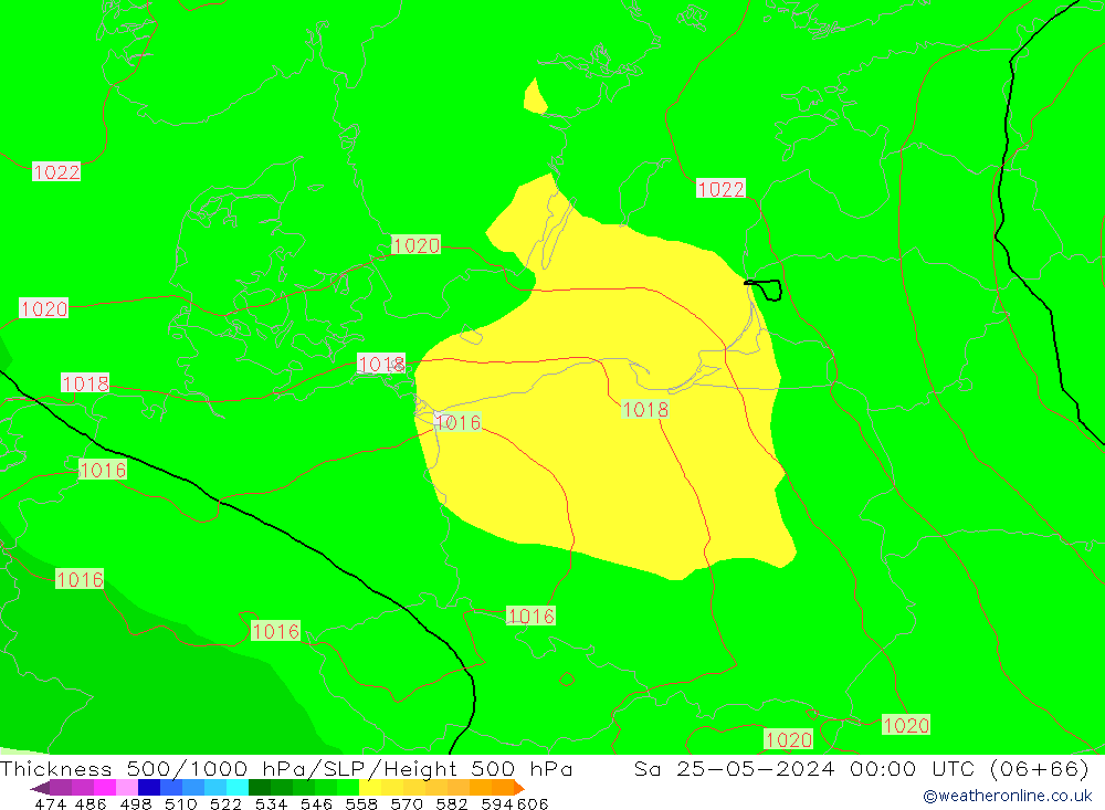 Schichtdicke 500-1000 hPa ECMWF Sa 25.05.2024 00 UTC