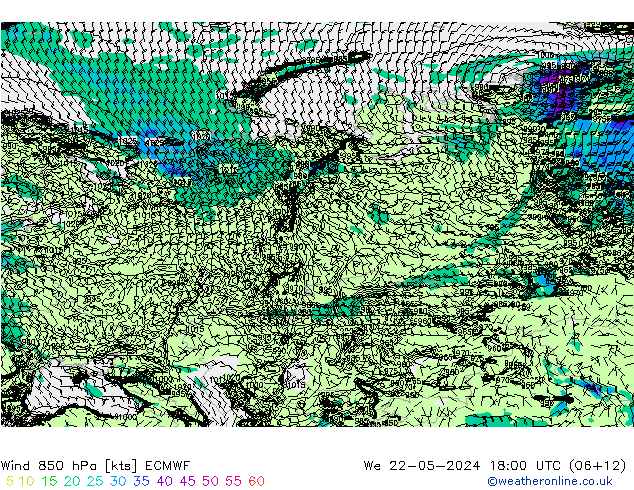 Wind 850 hPa ECMWF We 22.05.2024 18 UTC