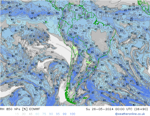 RH 850 hPa ECMWF  26.05.2024 00 UTC