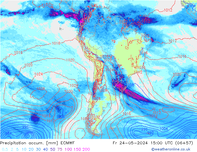 Precipitation accum. ECMWF пт 24.05.2024 15 UTC