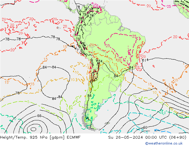 Height/Temp. 925 hPa ECMWF  26.05.2024 00 UTC