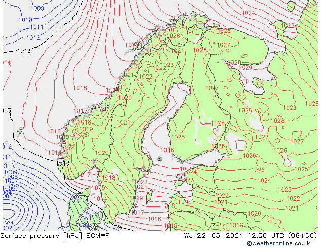 Yer basıncı ECMWF Çar 22.05.2024 12 UTC