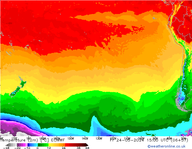 Temperature (2m) ECMWF Pá 24.05.2024 15 UTC