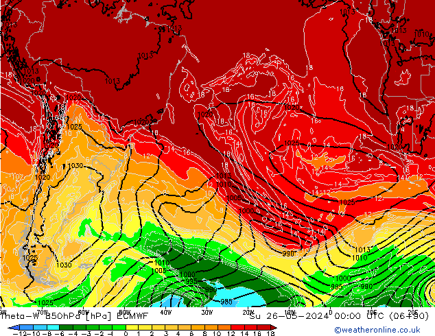 Theta-W 850hPa ECMWF dim 26.05.2024 00 UTC