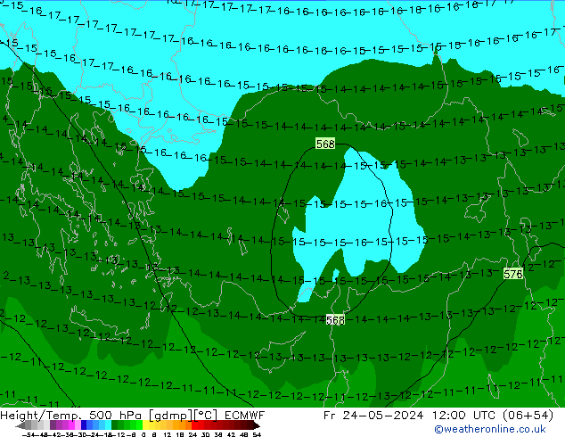 Z500/Rain (+SLP)/Z850 ECMWF пт 24.05.2024 12 UTC