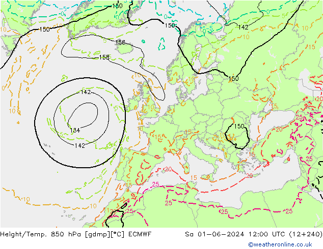 Yükseklik/Sıc. 850 hPa ECMWF Cts 01.06.2024 12 UTC