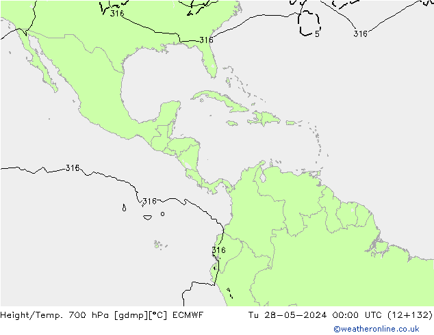 Yükseklik/Sıc. 700 hPa ECMWF Sa 28.05.2024 00 UTC