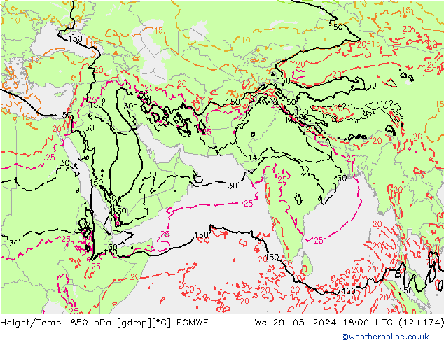 Height/Temp. 850 hPa ECMWF 星期三 29.05.2024 18 UTC
