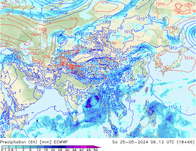 Z500/Rain (+SLP)/Z850 ECMWF сб 25.05.2024 12 UTC