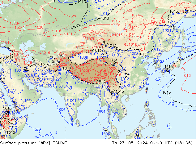 Luchtdruk (Grond) ECMWF do 23.05.2024 00 UTC