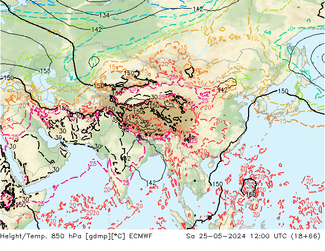 Z500/Rain (+SLP)/Z850 ECMWF сб 25.05.2024 12 UTC