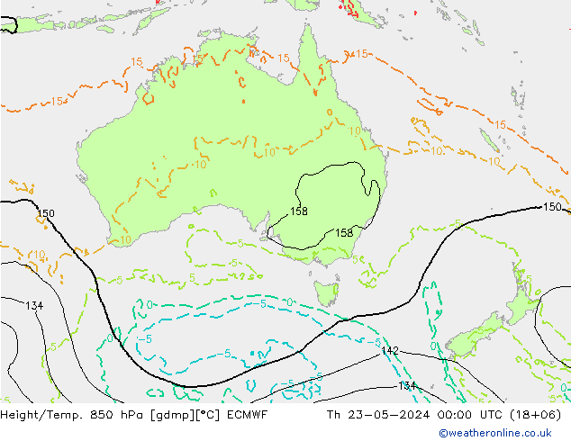 Z500/Rain (+SLP)/Z850 ECMWF jue 23.05.2024 00 UTC