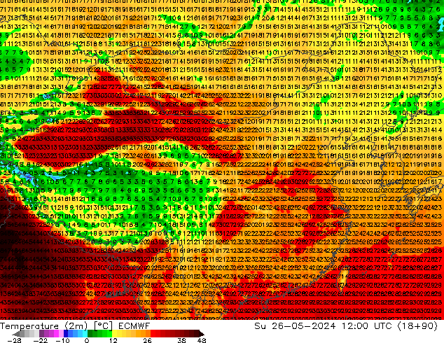温度图 ECMWF 星期日 26.05.2024 12 UTC